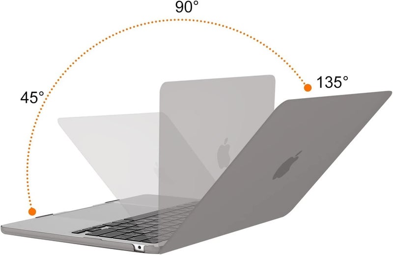 Moca حافظة موكا لجهاز ماك بوك إير الجديد 13.6 بوصة (M4 A3240، M3 A3113، M2 A2681) مع خاصية التعرف على بصمة الإصبع، إصدارات 2025 2024 2022 – غلاف حماية بلاستيكي صلب لجهاز م2 م3 م4 إير 13 لابتوب (رمادي) - Image 3