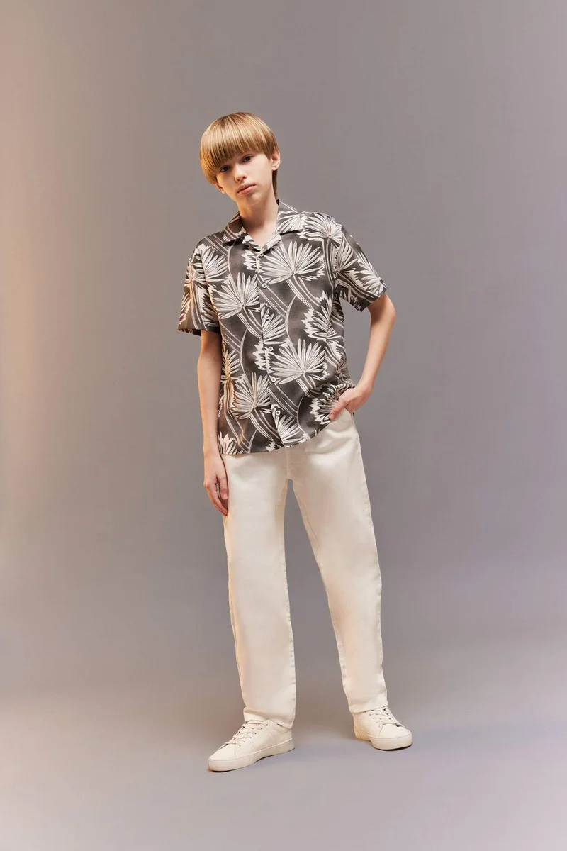 ديفاكتو Boy Oversize Polo Neck Short-Sleeve Shirt