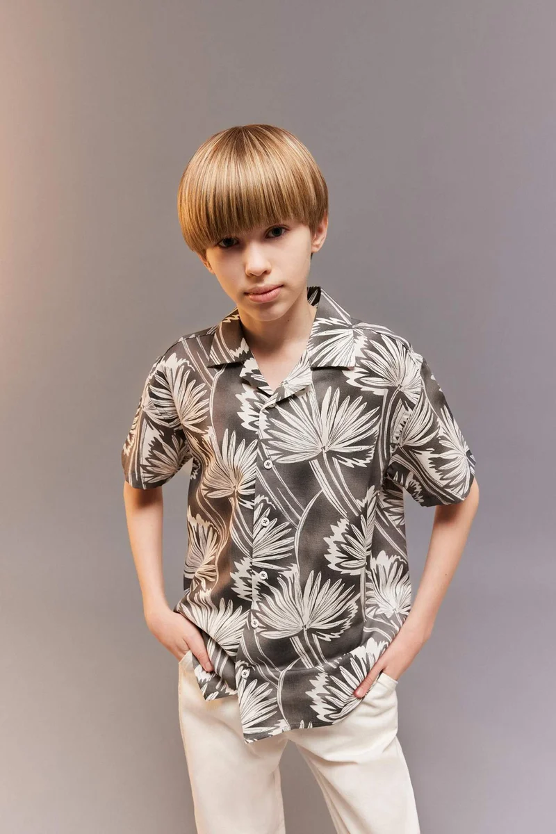 ديفاكتو Boy Oversize Polo Neck Short-Sleeve Shirt