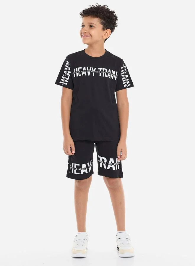 victor and jane Victor And Jane Boys Slogan Print T-Shirt and Shorts Set