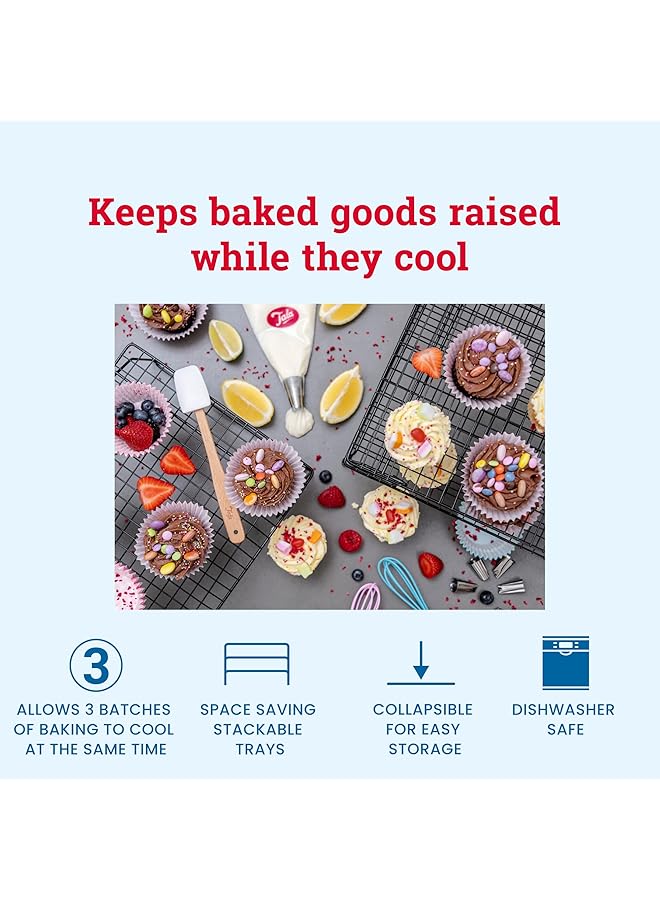 تالا رف تبريد الكيك بثلاث طبقات، مقاس 40×25 سم - Image 3