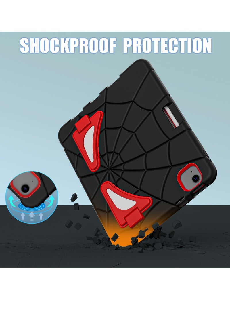 جراب على شكل عنكبوت متوافق مع جهاز iPad Air 11 بوصة M2 2024 / iPad Air 11 بوصة M3 2025 غطاء واقٍ مقاوم للصدمات مع حامل قلم للأطفال - Image 3