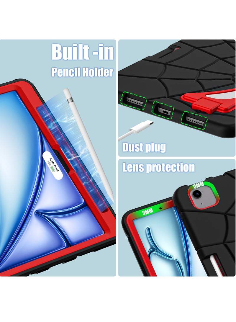 جراب على شكل عنكبوت متوافق مع جهاز iPad Air 11 بوصة M2 2024 / iPad Air 11 بوصة M3 2025 غطاء واقٍ مقاوم للصدمات مع حامل قلم للأطفال - Image 4