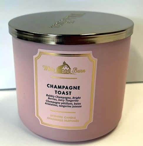 White Barn Bath and Body Works White Barn Champagne Toast 3 Wick Candle 14.5 Ounce Basic White Barn Label  Scented  - Image 2