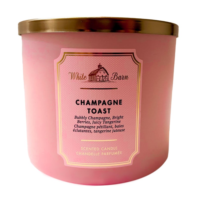 White Barn Bath and Body Works White Barn Champagne Toast 3 Wick Candle 14.5 Ounce Basic White Barn Label  Scented  - Image 4
