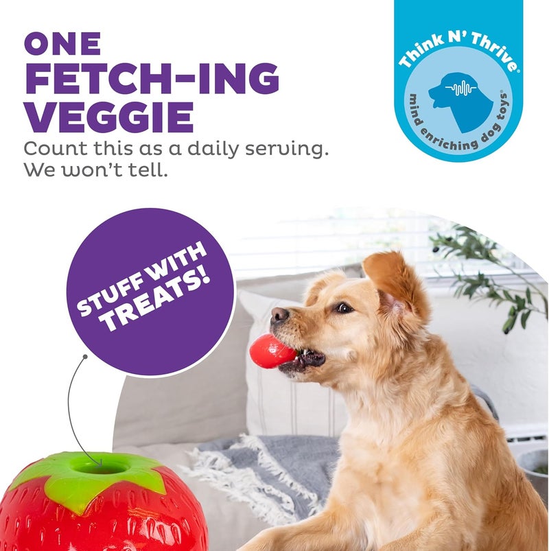 اوتورد هاوند لعبة مضغ للكلاب من Outward Hound Foodies على شكل جزرة وفراولة لتوزيع المكافآت، لون وردي - Image 2