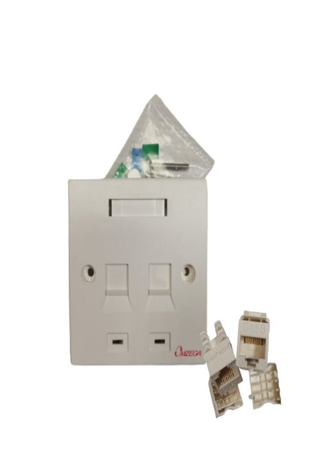 Omzega CAT5E CAT6 Network Wall Socket RJ45 LAN Faceplate 2 PORT WITH JACK