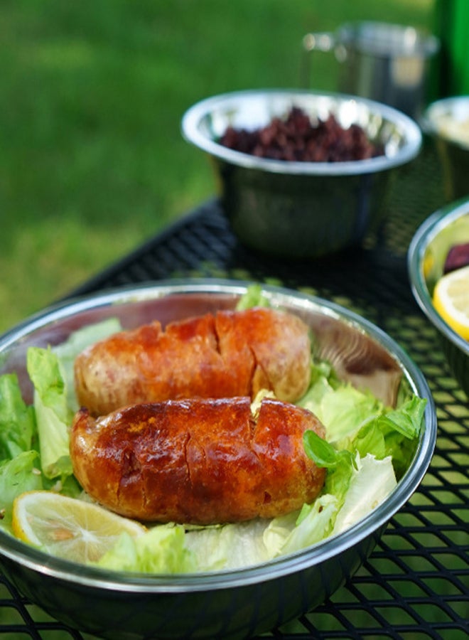 سي ال اس مجموعة أدوات مائدة CLS 22 قطعة من أطباق العشاء المحمولة للتخييم وأوعية الحساء المصنوعة من الفولاذ المقاوم للصدأ المصقول مع حقيبة تخزين للطهي في الهواء الطلق والتخييم والنزهات والشواء - Image 3