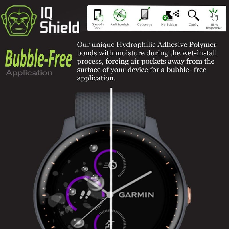 IQShield 6 Pack Screen Protector for Garmin Vivoactive 3 Music (Full Coverage) Easy Install Ultra Thin Smudge Resistant Anti-Scratch Anti-Bubble Clear TPU Film - Image 5