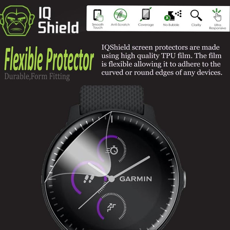 IQShield 6 Pack Screen Protector for Garmin Vivoactive 3 Music (Full Coverage) Easy Install Ultra Thin Smudge Resistant Anti-Scratch Anti-Bubble Clear TPU Film - Image 2