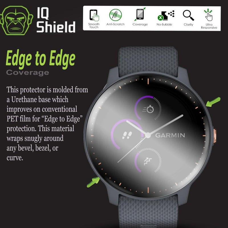 IQShield 6 Pack Screen Protector for Garmin Vivoactive 3 Music (Full Coverage) Easy Install Ultra Thin Smudge Resistant Anti-Scratch Anti-Bubble Clear TPU Film - Image 4