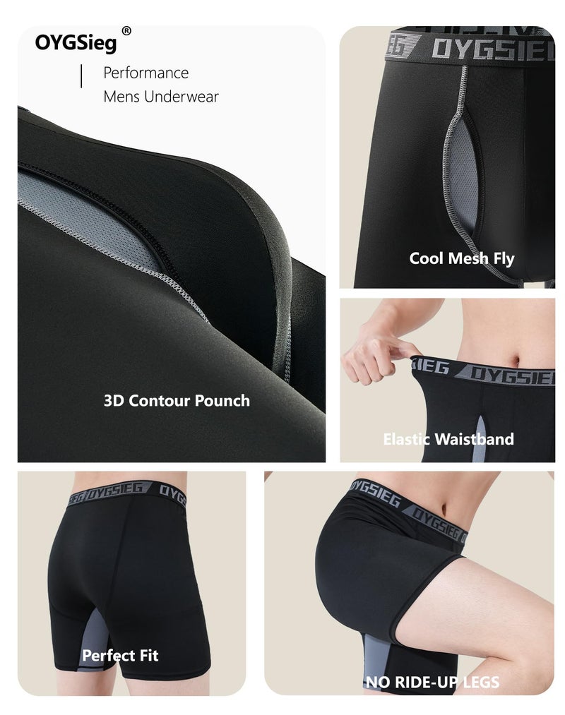 OYGSieg Men's Boxer Briefs,Fly with Built-in Total Support Pouch Moisture-Wicking Odor Control Cool Underwear for Men 5-Pack A XL - Image 3