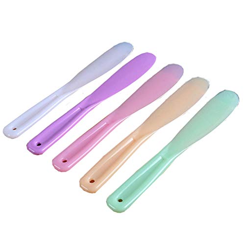 6Pcs Large Plastic Cosmetic Spatula Candy Color Reusable Cosmetic Mask Mixing Spoon Scoops Spatulas Stick Applicator Beauty Spa Makeup Tools for Facial Skin Care DIY Mask Mixing and Sampling Tool