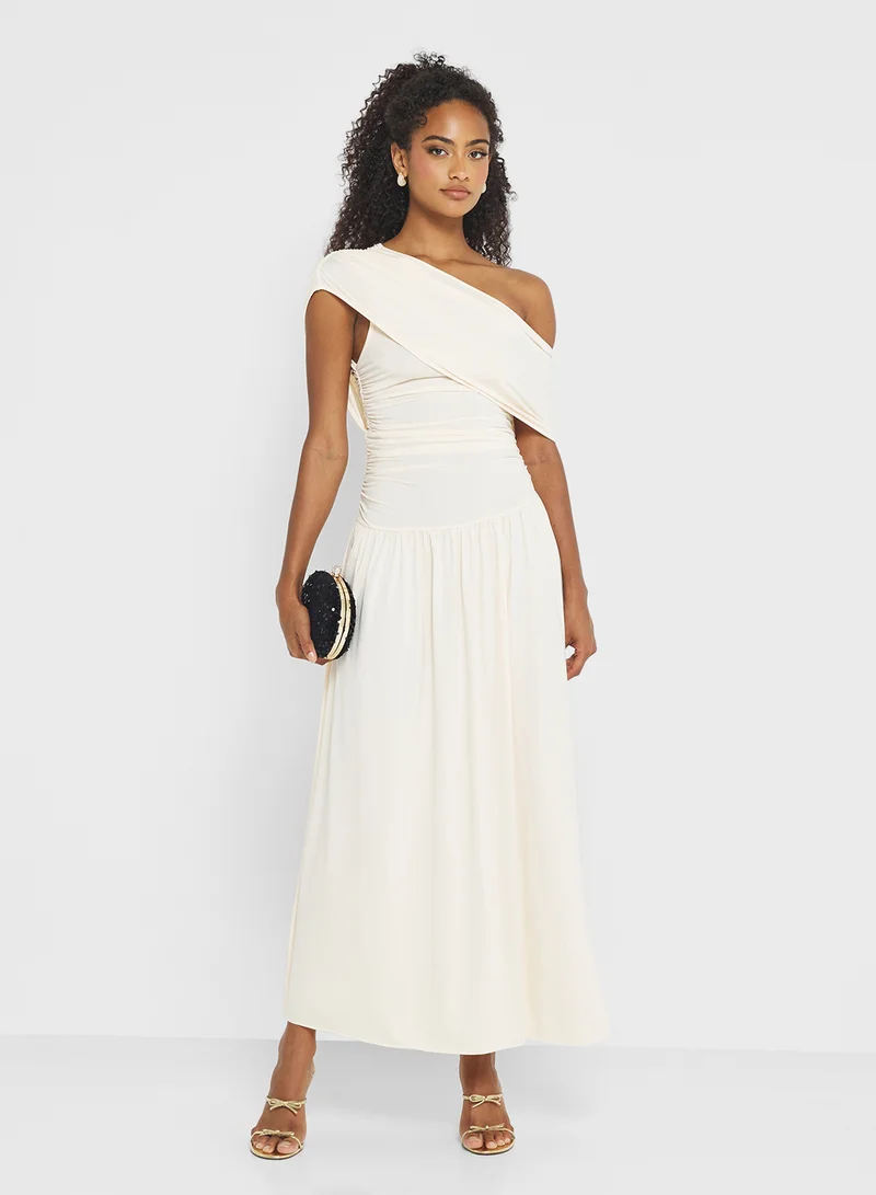 Ginger Draped Drop Waist Dress with Pleats