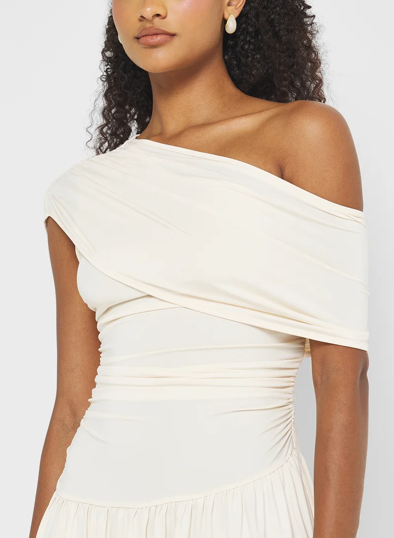 Ginger Draped Drop Waist Dress with Pleats