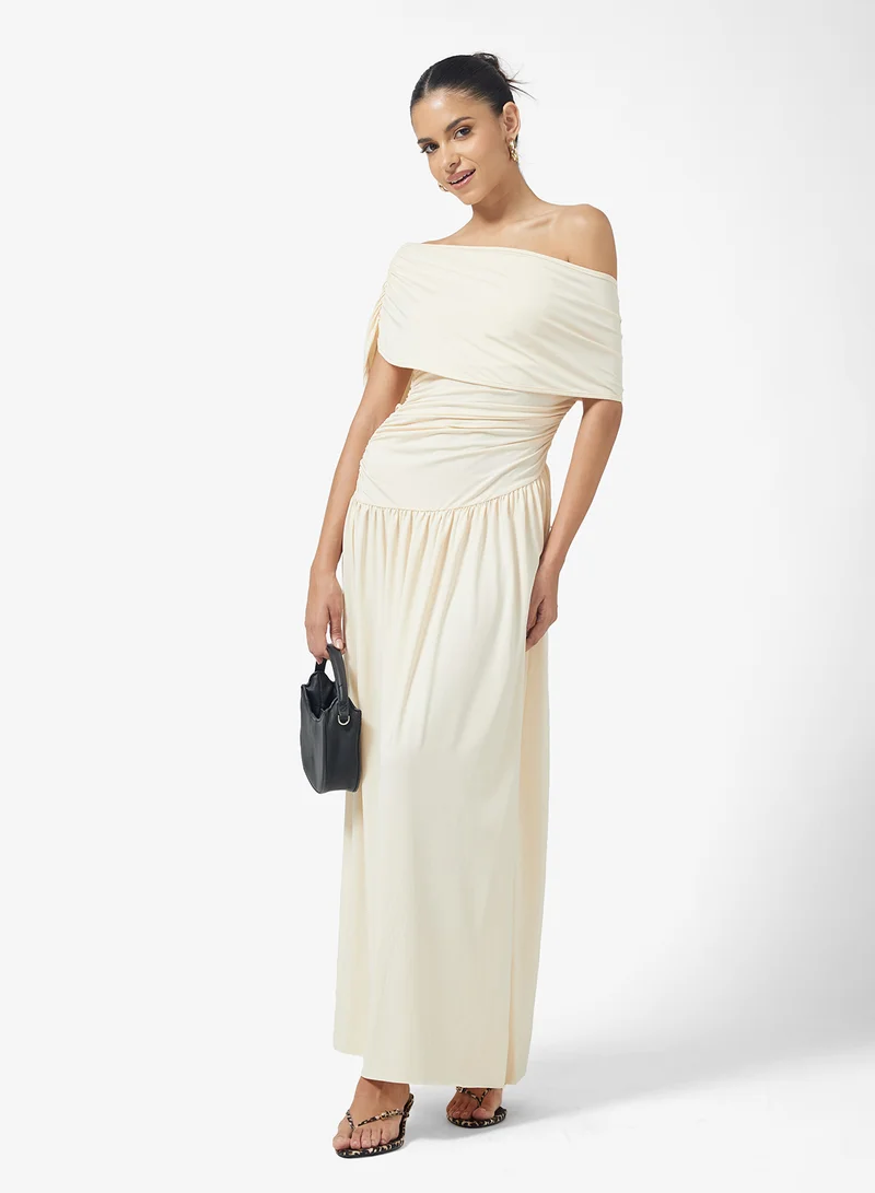 Ginger Draped Drop Waist Dress with Pleats