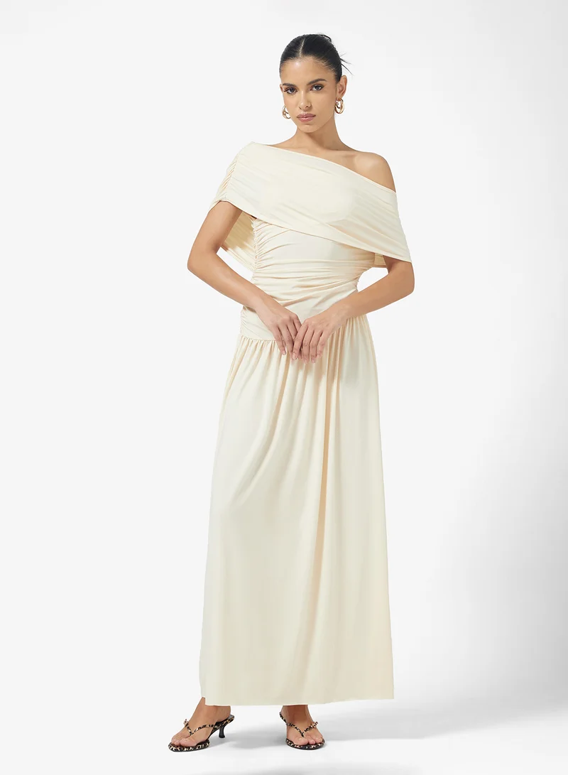 Ginger Draped Drop Waist Dress with Pleats