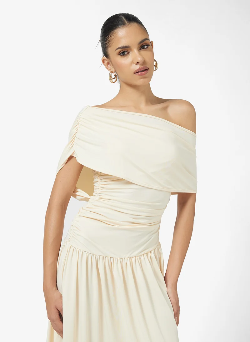 Ginger Draped Drop Waist Dress with Pleats