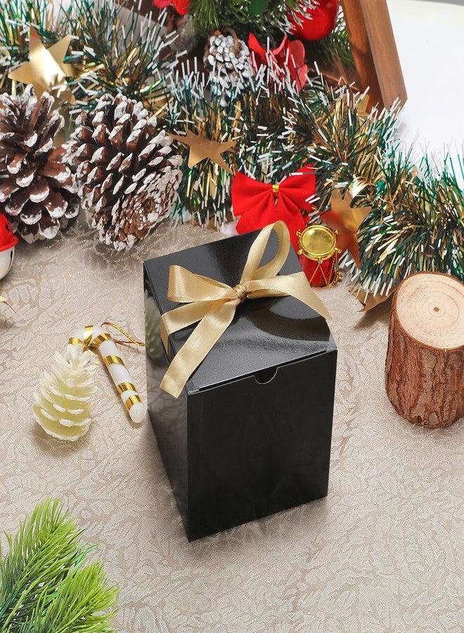 DOYIDE Small Gift Boxes, 60 Pcs 4x4x4 Inch Black Elegant Paper Box with Ribbons, Party Favor Boxes for Candy Cupcake Christmas Wedding Baby Shower Bridesmaids Birthday - Image 2