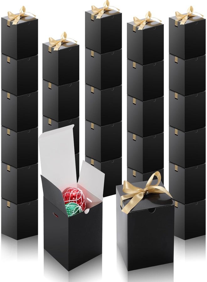 DOYIDE Small Gift Boxes, 60 Pcs 4x4x4 Inch Black Elegant Paper Box with Ribbons, Party Favor Boxes for Candy Cupcake Christmas Wedding Baby Shower Bridesmaids Birthday - Image 1