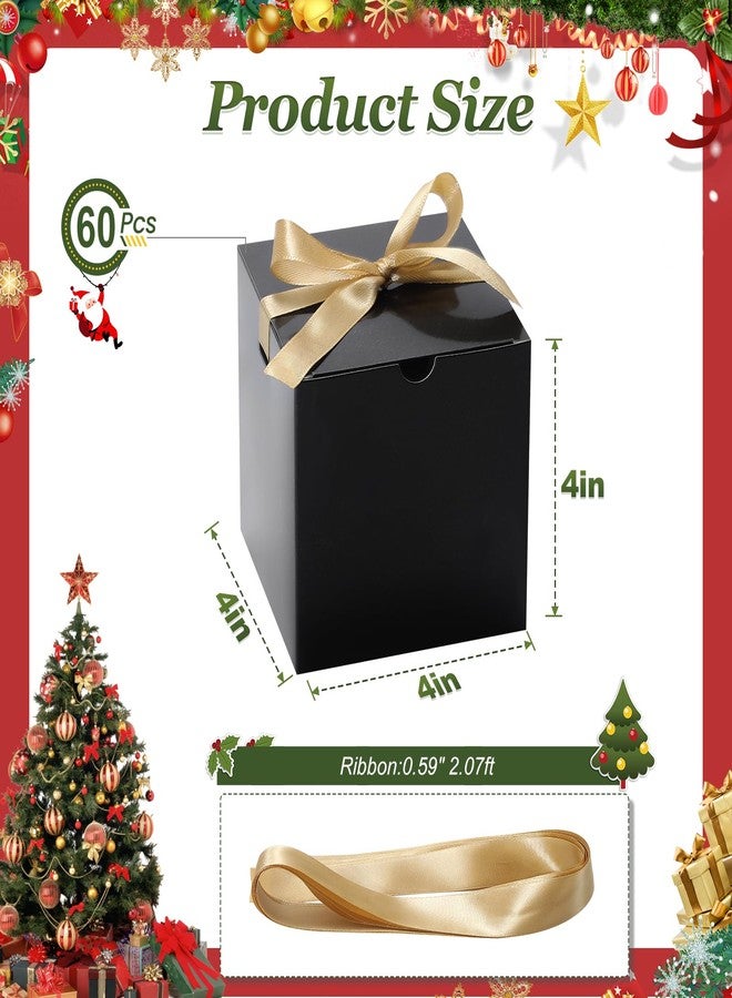 DOYIDE Small Gift Boxes, 60 Pcs 4x4x4 Inch Black Elegant Paper Box with Ribbons, Party Favor Boxes for Candy Cupcake Christmas Wedding Baby Shower Bridesmaids Birthday - Image 3