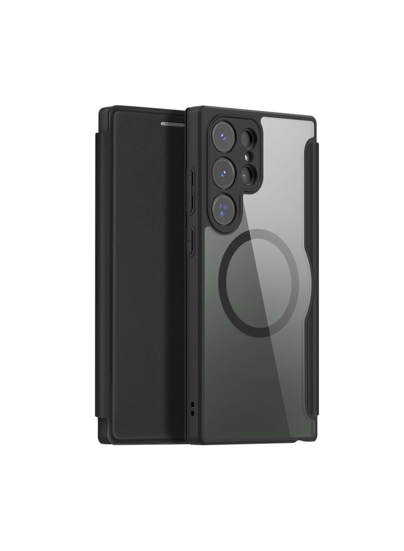 Aookay Magnetic Case for Samsung Galaxy S24 Ultra, PU Leather Flip Phone Cover with Card Slot Holder 360 Protective Case - Image 1