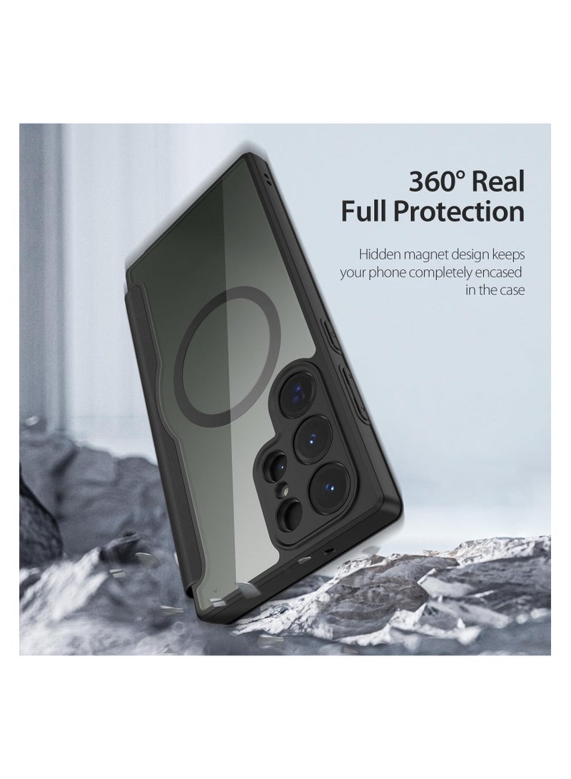 Aookay Magnetic Case for Samsung Galaxy S24 Ultra, PU Leather Flip Phone Cover with Card Slot Holder 360 Protective Case - Image 5
