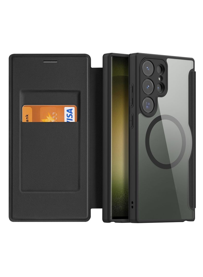 Aookay Magnetic Case for Samsung Galaxy S24 Ultra, PU Leather Flip Phone Cover with Card Slot Holder 360 Protective Case - Image 2