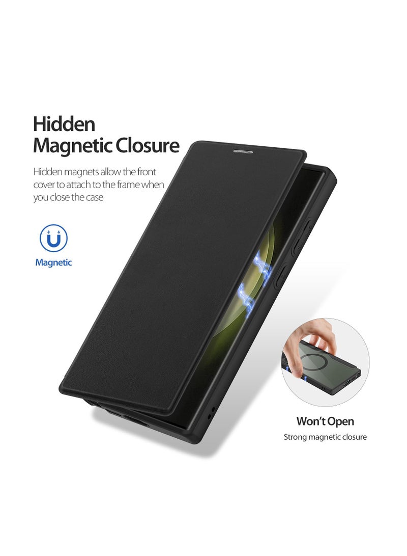 Aookay Magnetic Case for Samsung Galaxy S24 Ultra, PU Leather Flip Phone Cover with Card Slot Holder 360 Protective Case - Image 4