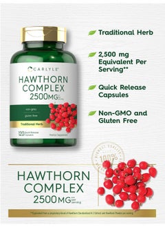 CARLYLE Hawthorn Berry Complex ; 2500Mg ; 120 Capsules ; Extract Powder Pills ; Nongmo & Gluten Free Supplement  - Image 4