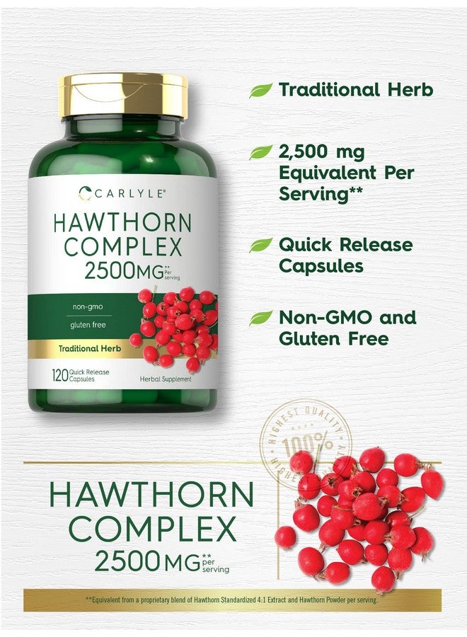 Carlyle مركب توت الزعرور ; 2500 ملغ ; 120 كبسولة ; مسحوق مستخلص حبوب ; مكمل خالي من الكائنات المعدلة وراثيًا والجلوتين - Image 4