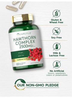 CARLYLE Hawthorn Berry Complex ; 2500Mg ; 120 Capsules ; Extract Powder Pills ; Nongmo & Gluten Free Supplement  - Image 5
