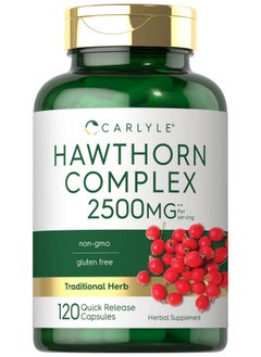 CARLYLE Hawthorn Berry Complex ; 2500Mg ; 120 Capsules ; Extract Powder Pills ; Nongmo & Gluten Free Supplement  - Image 1