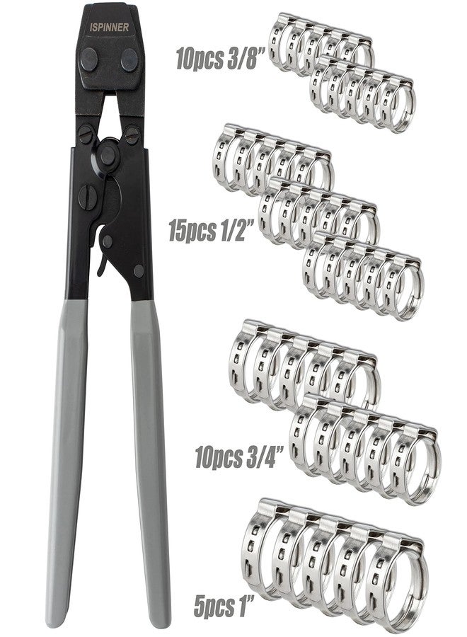 ISPINNER أداة ضغط ISPINNER PEX، أداة ضغط Cinch Cinch لمشابك PEX المصنوعة من الفولاذ المقاوم للصدأ من 3/8 بوصة إلى 1 بوصة، مع 40 حلقة ضغط PEX 3/8 بوصة 1/2 بوصة 3/4 بوصة 1 بوصة - Image 2
