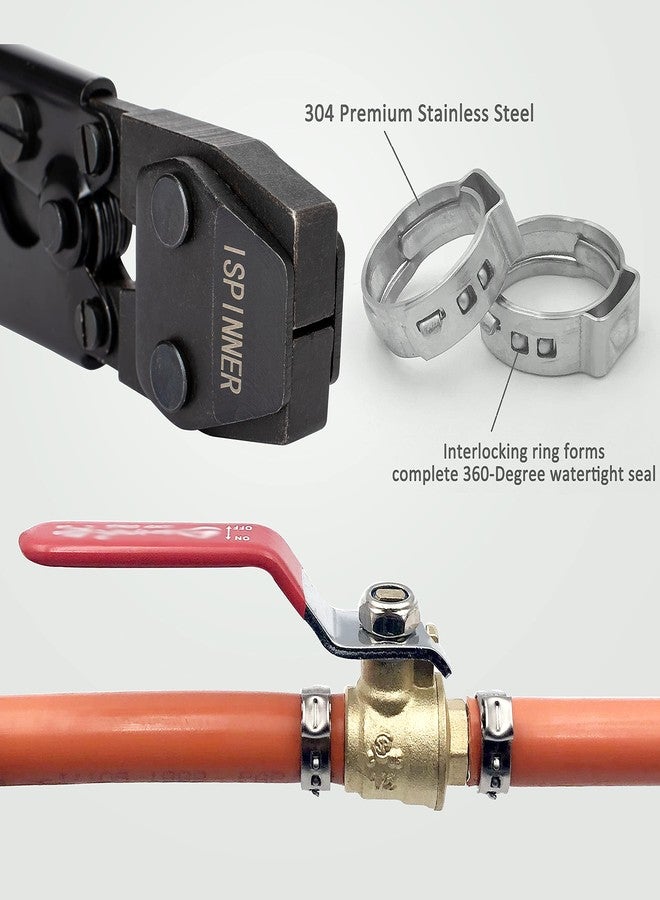ISPINNER أداة ضغط ISPINNER PEX، أداة ضغط Cinch Cinch لمشابك PEX المصنوعة من الفولاذ المقاوم للصدأ من 3/8 بوصة إلى 1 بوصة، مع 40 حلقة ضغط PEX 3/8 بوصة 1/2 بوصة 3/4 بوصة 1 بوصة - Image 4