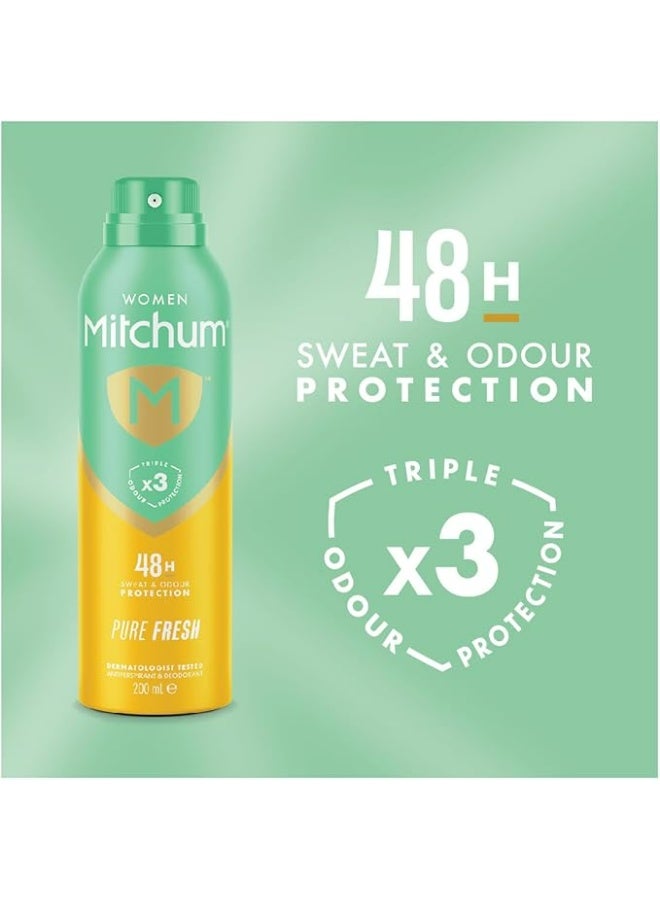 ميتشوم ميتشام مزيل عرق للسيدات ثلاثي الحماية من الروائح – بيور فريش، 48 ساعة، بخاخ مضاد للتعرق – 200 مل - Image 2