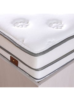 DANUBE HOME Danube Home Five Star Pocket Spring & Gel Memory Foam Double Mattress Soft Feel Double Bed Mattress Spine Balance For Pressure Relief L200xW120 cm Thickness 35 cm White/Grey  - Image 1