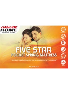 DANUBE HOME Danube Home Five Star Pocket Spring & Gel Memory Foam Double Mattress Soft Feel Double Bed Mattress Spine Balance For Pressure Relief L200xW120 cm Thickness 35 cm White/Grey  - Image 5
