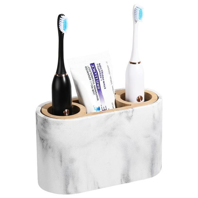 TOOTHBRUSH HOLDERPREMIUM TOOTHBRUSH ORGANIZERBATHROOM STORAGE ORGANIZER FOR ELECTRIC TOOTHBRUSH TOOTHPASTE RAZOR COMB GRAVEL WHITE