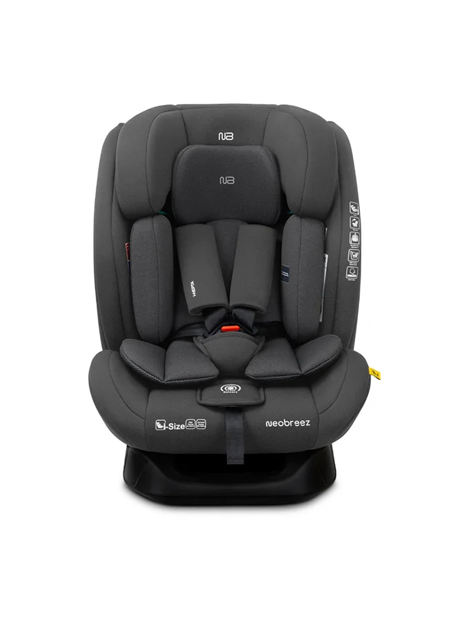 neobreez I-HEPTA All-in-1 Convertible Travel Car Seat for Baby, Toddler Child Girls Boys, i-Size, ECER129, Reclining&Adjustable Memory Foam, Lumbar&Reducing Cushion 0–36kg, 0–12Yrs, Group 0/1/2/3, 5-Point Harness