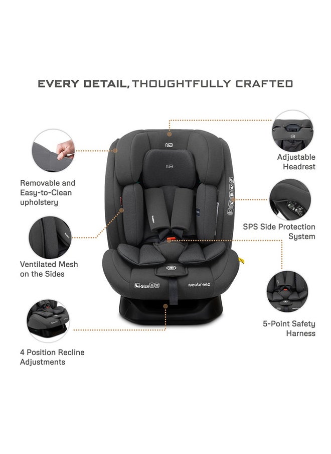 neobreez I-Hepta All-In-One Convertible Baby Infant Toddler Car Seat Latest I-Size Ecer129, Recline & Adjustable, Memory Foam, Lumbar & Reducing Cushion Forward & Rear Facing,  Group 0/1/2/3 0-36 Kg, 0-12Years  - Image 2