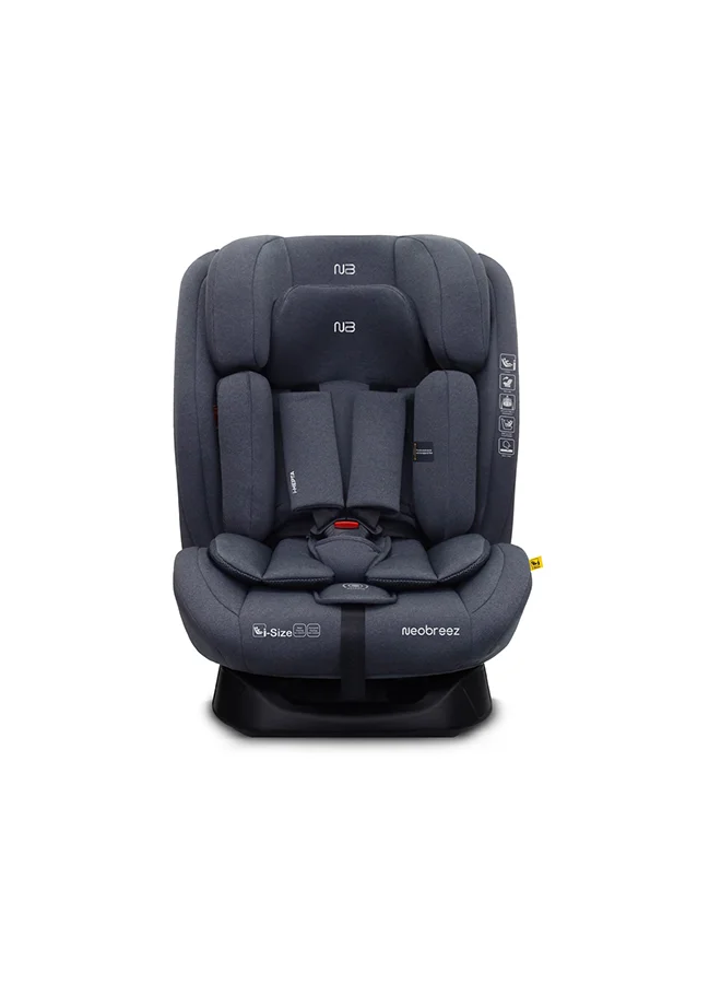 neobreez I-HEPTA All-in-1 Convertible Travel Car Seat for Baby, Toddler Child Girls Boys, i-Size, ECER129, Reclining&Adjustable Memory Foam, Lumbar&Reducing Cushion 0–36kg, 0–12Yrs, Group 0/1/2/3, 5-Point Harness