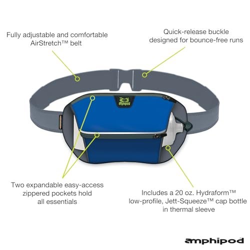 Amphipod Velocity Plus Bottle Pack Storage Hydration Belt 5K10K Endurance Ultra Running Men Women Blue 20 oz - Image 3