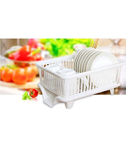 2HEET HEET Kitchen Sink Dish Drainer Drying Rack Chopsticks Spoon Organizer Tray Tableware Holder Basket Dish Drainer Rack with Tray Washing Basket White  - Image 4