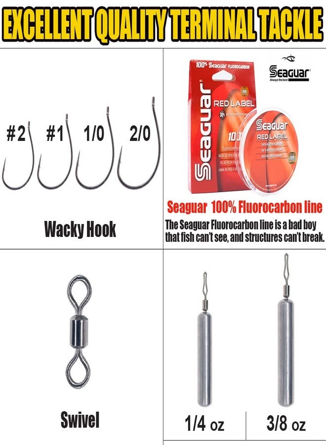 XFISHMAN Drop Shot Rigs for Bass Fishing Ready Rig with Hooks and Sinker Weights (Hook Size 2-Weight 1/4 oz-Qty 5) - Image 4