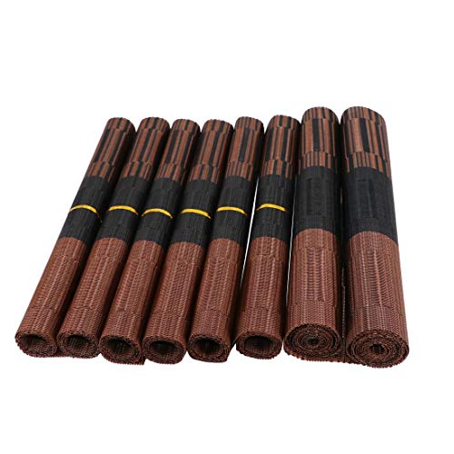 Misuhom Placemats with Table Runner Set Heat Resistant, Non Slip Mats,Crossweave Woven Vinyl Kitchen Tablemats for Dining Table, Parties, Farmhouse, Thanksgiving, Christmas & Gathering(Brown & Black) - Image 2