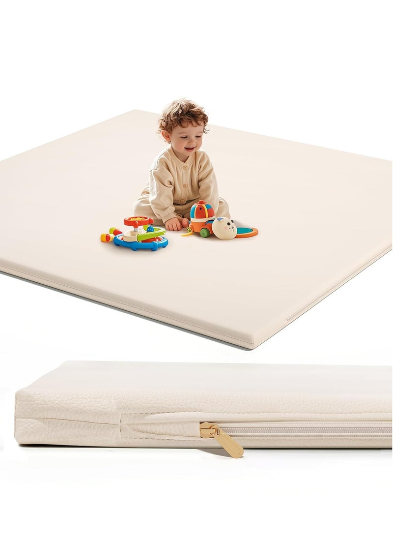 Dr. Pure - Padded Baby Play Mat for Floor: 48x48 Extra Thicker Soft Non Toxic Vegan Leather Infant Playmat for Babies Toddlers Kids Crawling Sit Play - Fits Nicely Into 47x47and 50x50 Playpen Any Playroom - Image 1