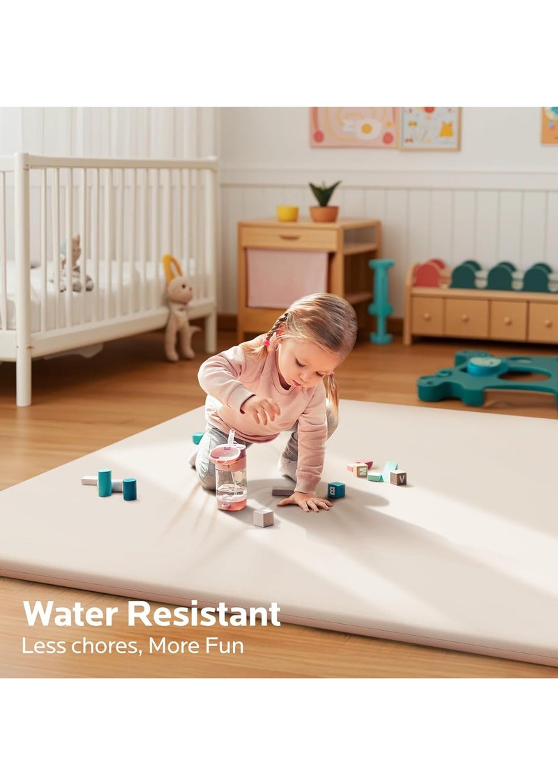 Dr. Pure - Padded Baby Play Mat for Floor: 48x48 Extra Thicker Soft Non Toxic Vegan Leather Infant Playmat for Babies Toddlers Kids Crawling Sit Play - Fits Nicely Into 47x47and 50x50 Playpen Any Playroom - Image 1