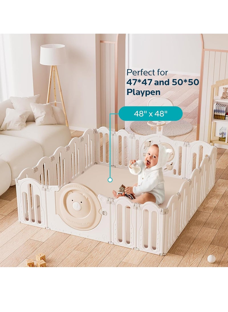 Dr. Pure - Padded Baby Play Mat for Floor: 48x48 Extra Thicker Soft Non Toxic Vegan Leather Infant Playmat for Babies Toddlers Kids Crawling Sit Play - Fits Nicely Into 47x47and 50x50 Playpen Any Playroom - Image 1