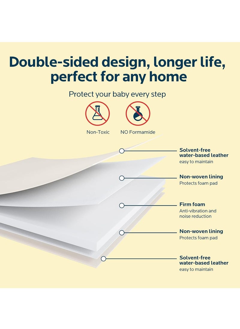 Dr. Pure - Padded Baby Play Mat for Floor: 48x48 Extra Thicker Soft Non Toxic Vegan Leather Infant Playmat for Babies Toddlers Kids Crawling Sit Play - Fits Nicely Into 47x47and 50x50 Playpen Any Playroom - Image 1